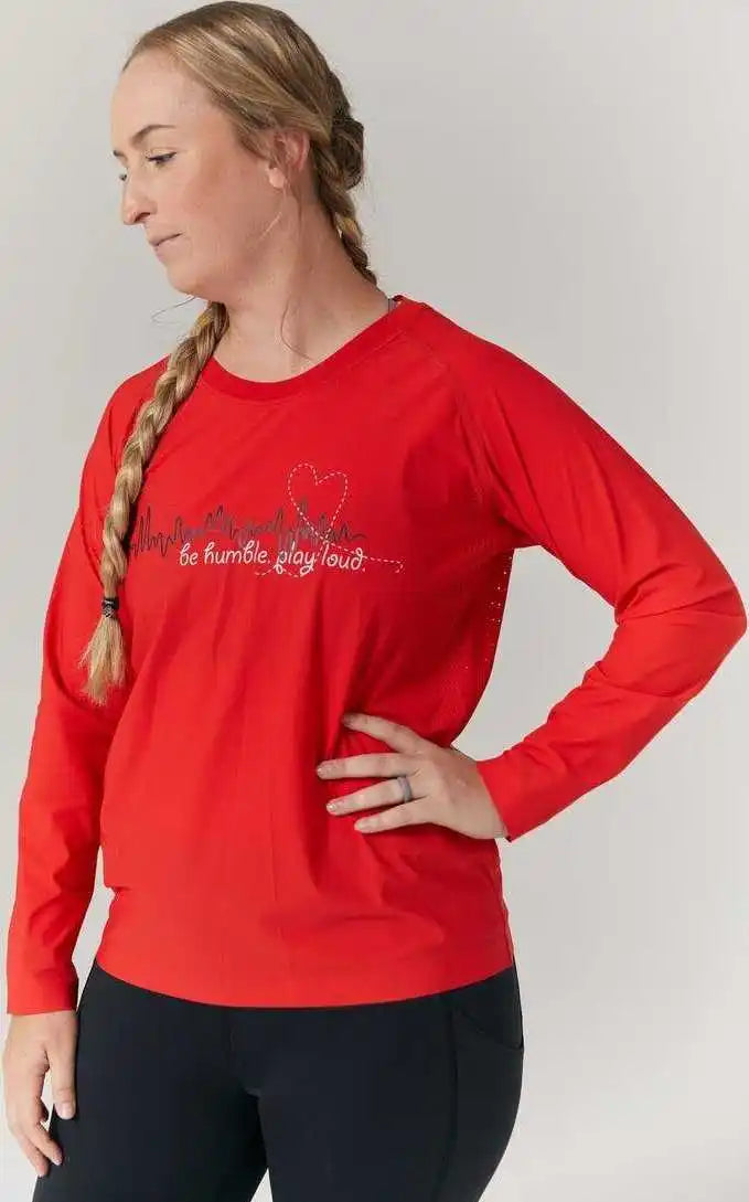 Rit-it Women’s Long Sleeve Training Top | be Humble-play Loud - Red