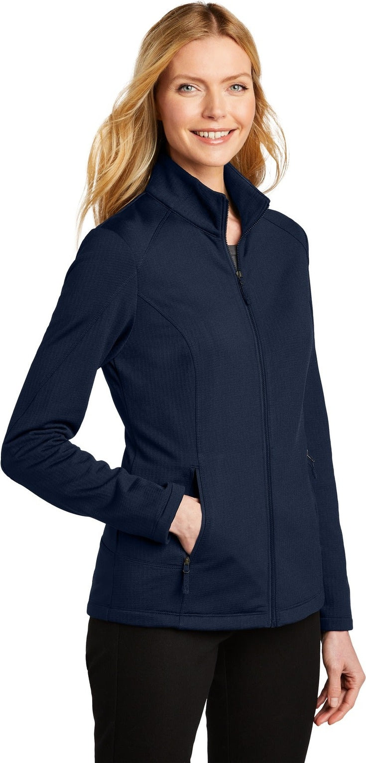 River Blue Nvy Port Authority Women's Grid Fleece Jacket. L239