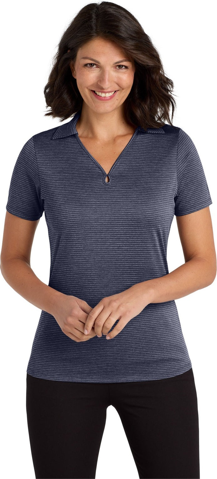 River Blue Nvy Port Authority Women's Shadow Stripe Polo. LK585