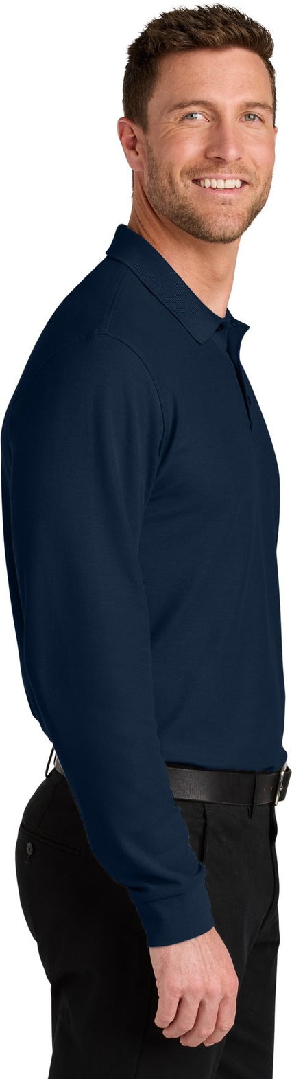 RiverBlNv Port Authority Wearever Signature Pique Long Sleeve Polo K200LS