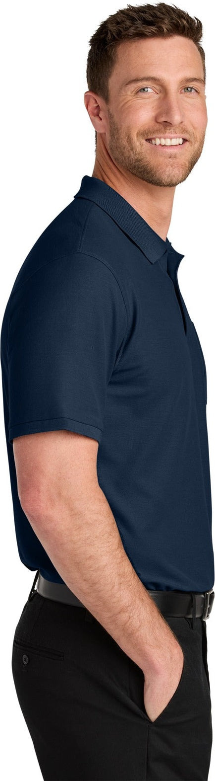 RiverBlNv Port Authority Wearever Signature Pique Pocket Polo K200P