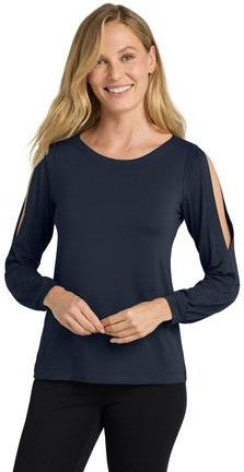 RiverBlNv Port Authority Women's Luxe Knit Jewel Neck Top. LK5600