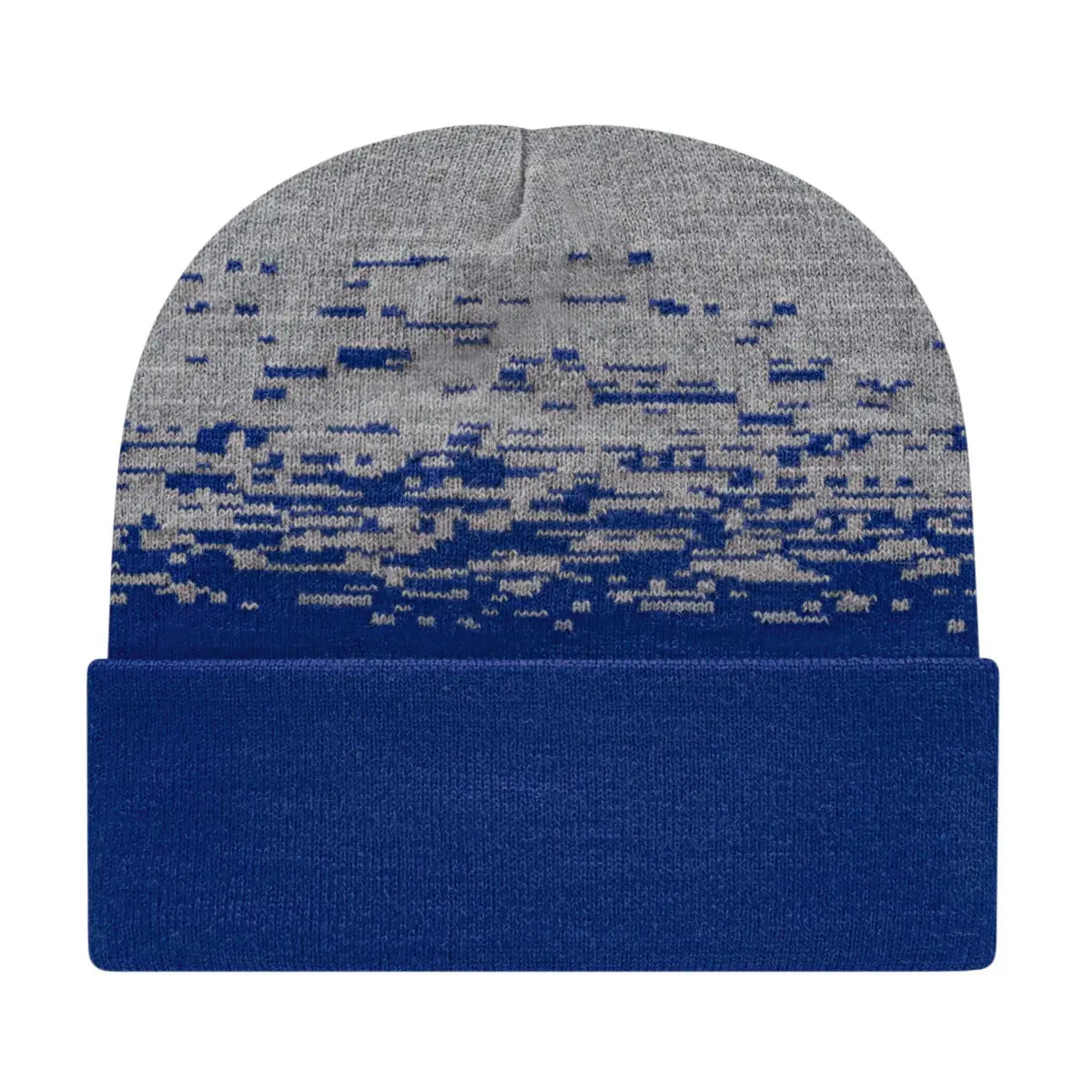 Rks12 Static Pattern Knit Cap with Cuff - True Royal Heather
