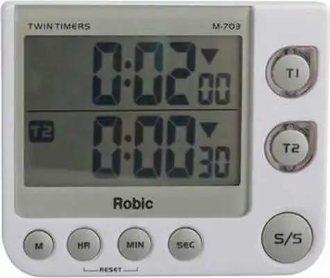 Robic M703 Twin Led Timers - White