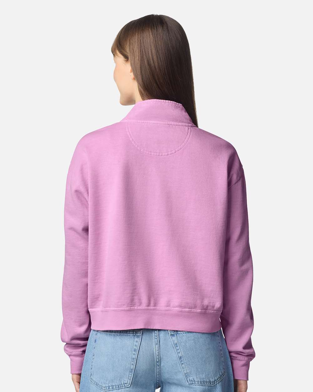 Rose Quartz Women's Garment-Dyed Mid-Length Quarter-Zip Sweatshirt - 1580L plain