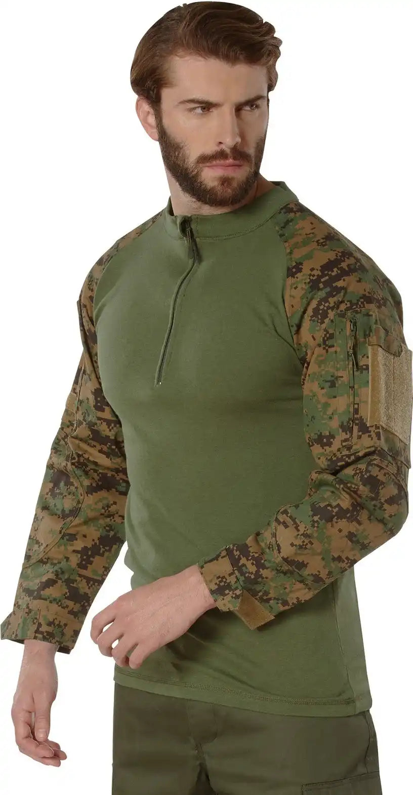 Rothco 1/4 Zip Tactical Airsoft Combat Shirt Woodland Digital Camo / s