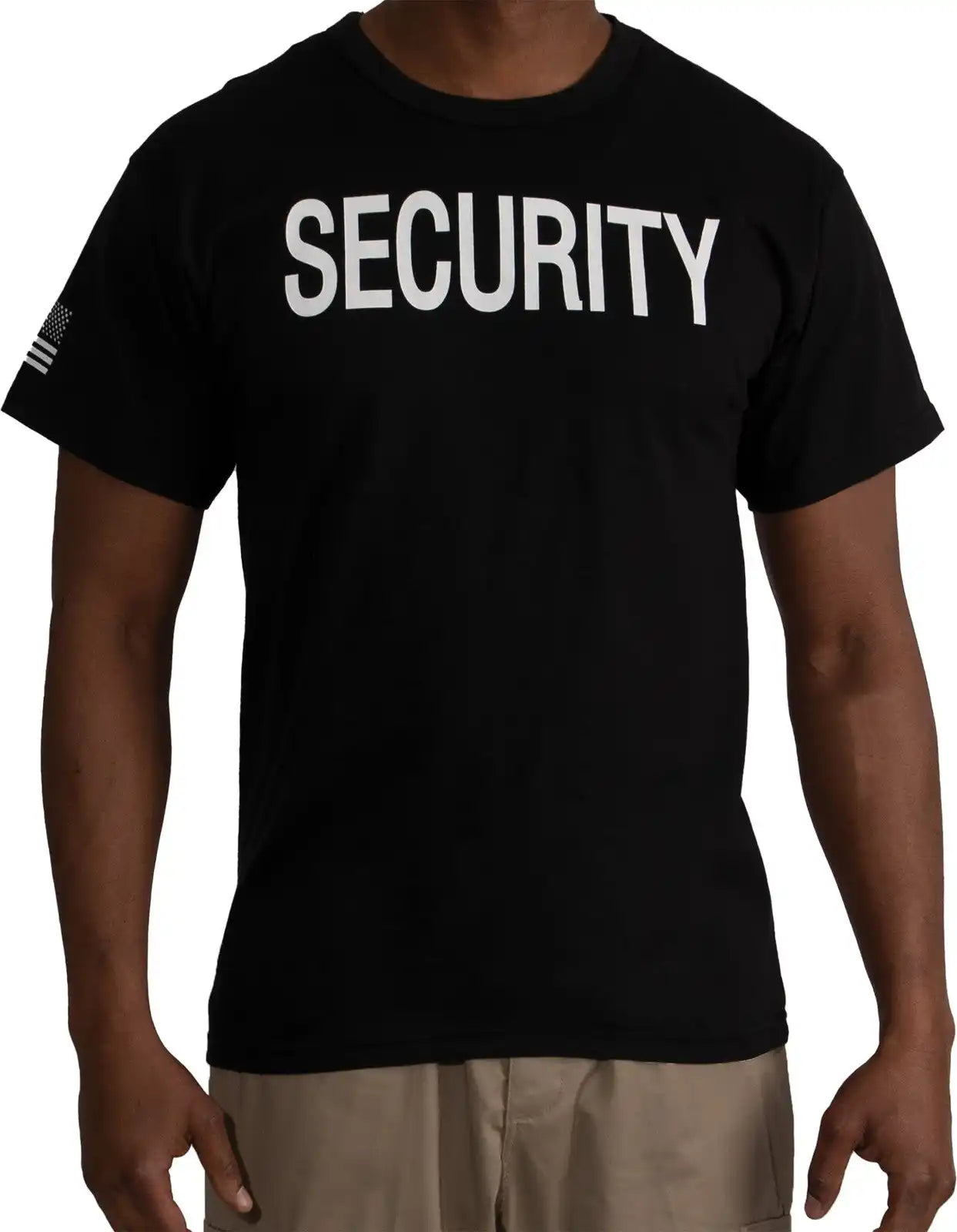 Rothco 2 Sided Security t Shirt with us Flag on Sleeve Black