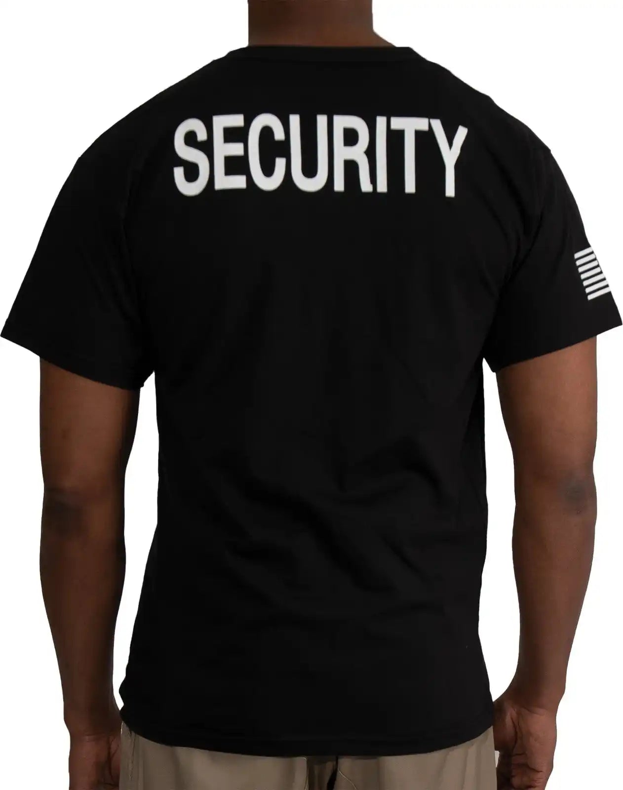Rothco 2 Sided Security t Shirt with us Flag on Sleeve Black