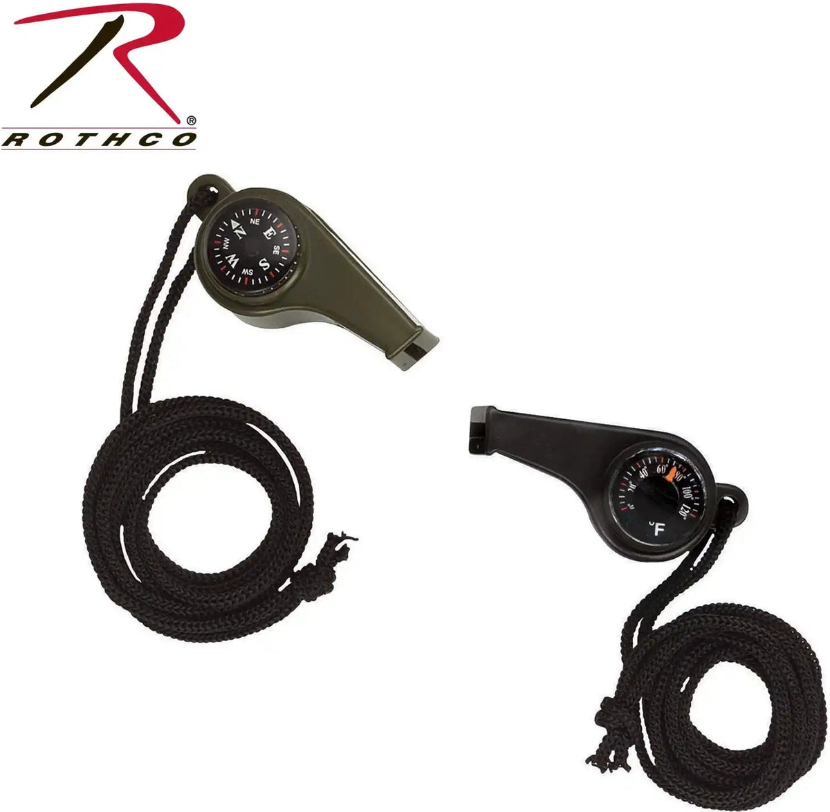 Rothco 3 1 Super Whistle with Compass &amp; Thermometer Olive Drab