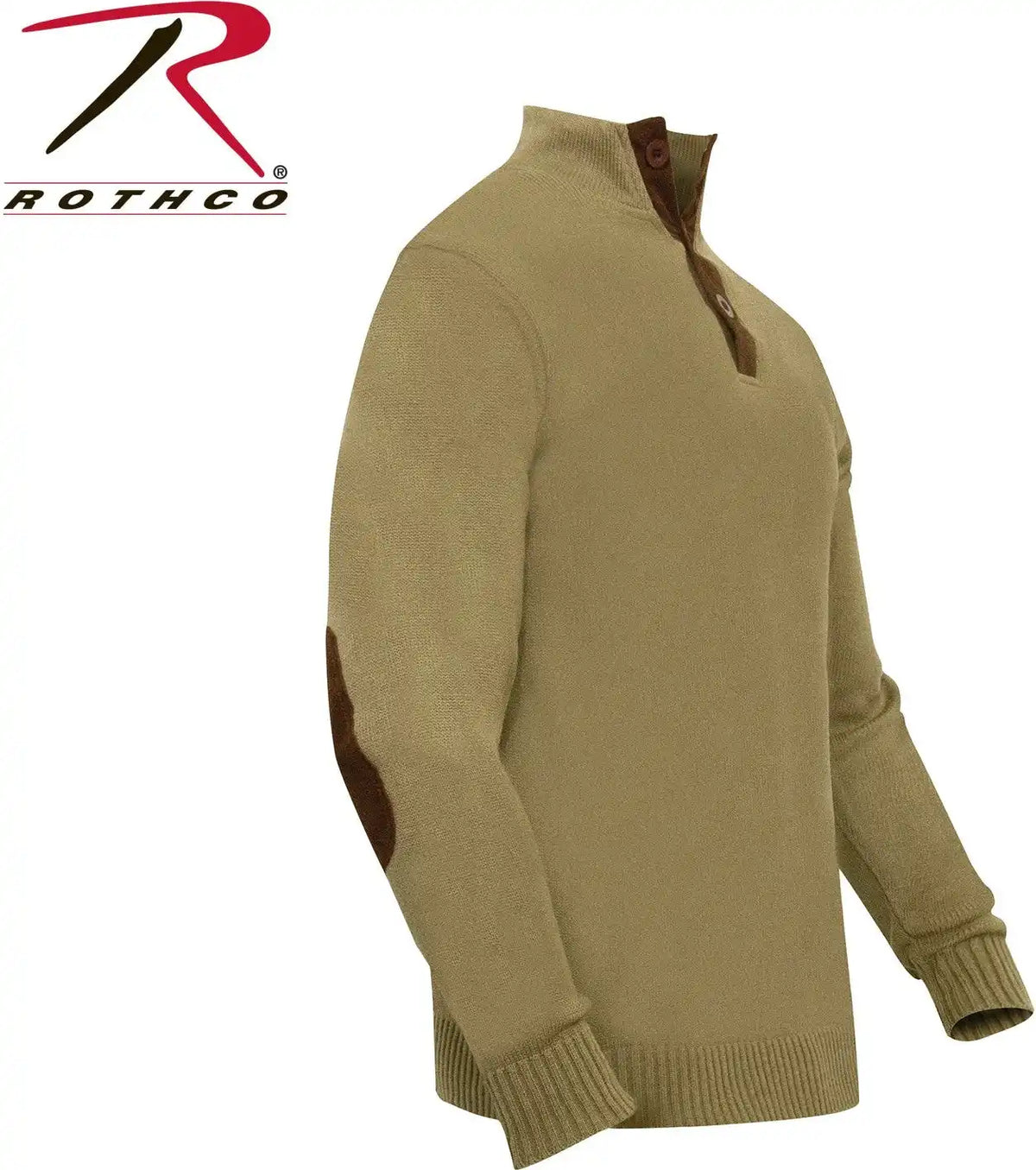 Rothco 3 Button Sweater with Suede Accents