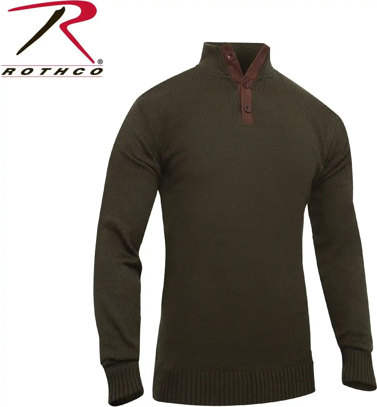 Rothco 3 Button Sweater with Suede Accents