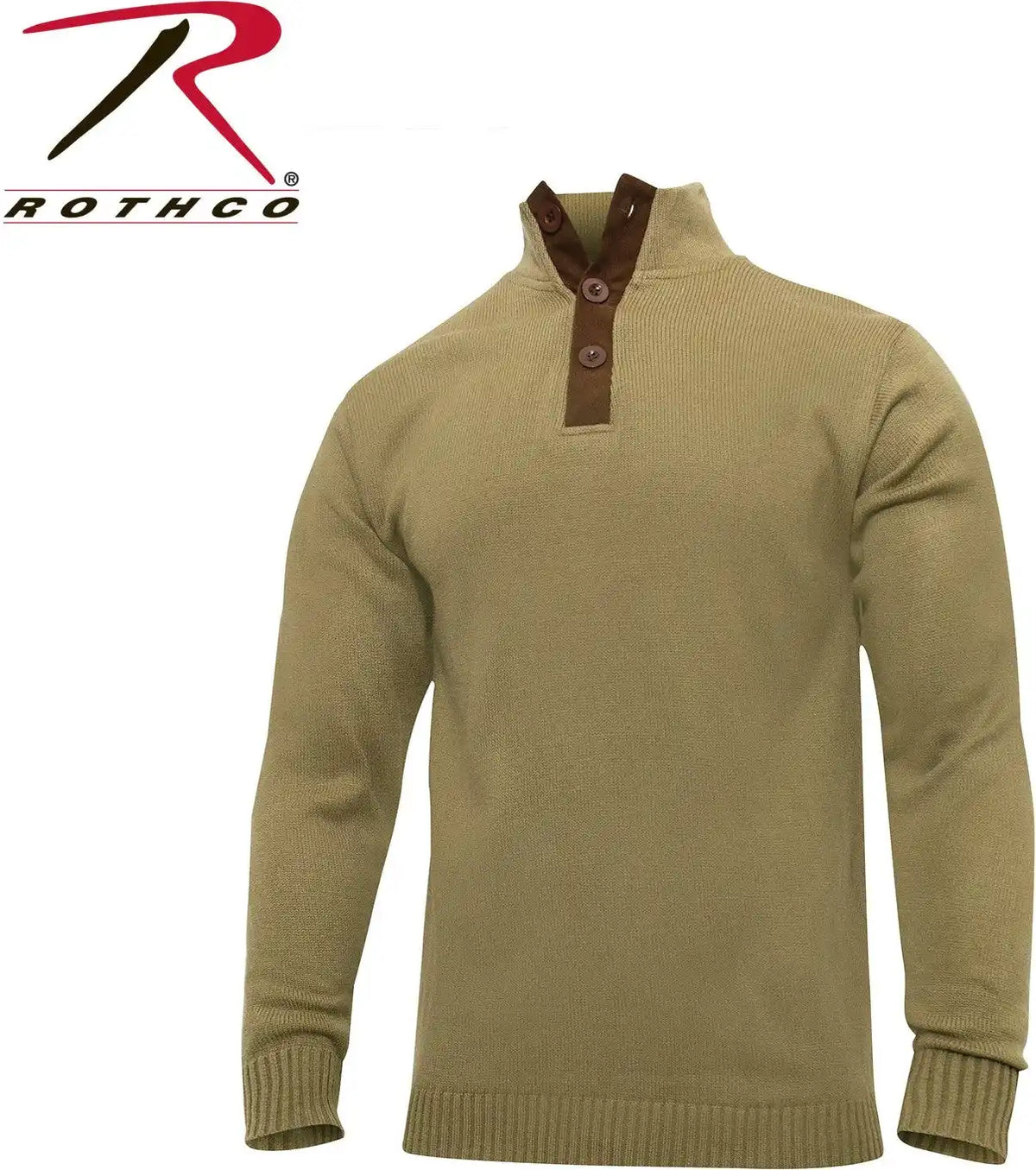 Rothco 3 Button Sweater with Suede Accents