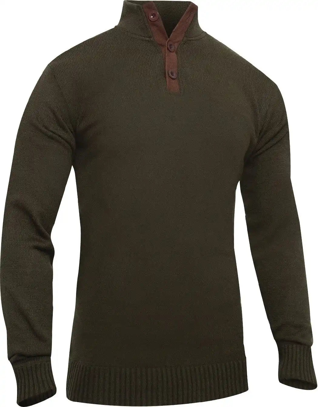 Rothco 3 Button Sweater with Suede Accents