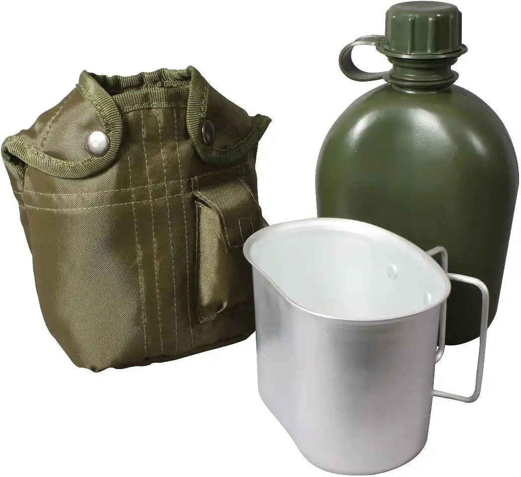Rothco 3 Piece Canteen Kit with Cover & Aluminum Cup Olive Drab