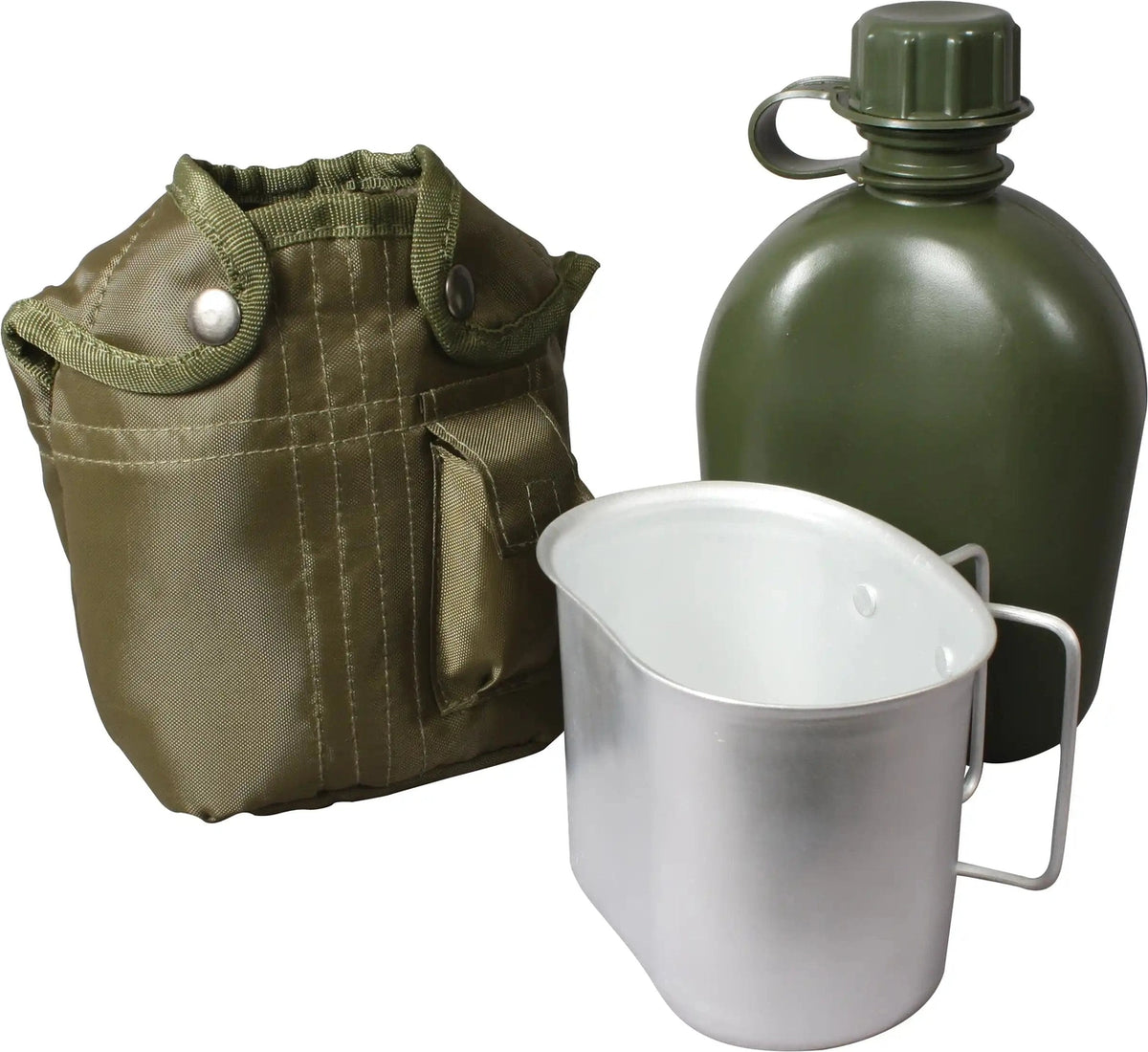 Rothco 3 Piece Canteen Kit with Cover &amp; Aluminum Cup Olive Drab