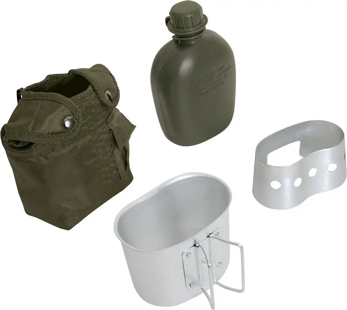 Rothco 4 Piece Canteen Kit with Cover Aluminum Cup &amp; Stove / Stand