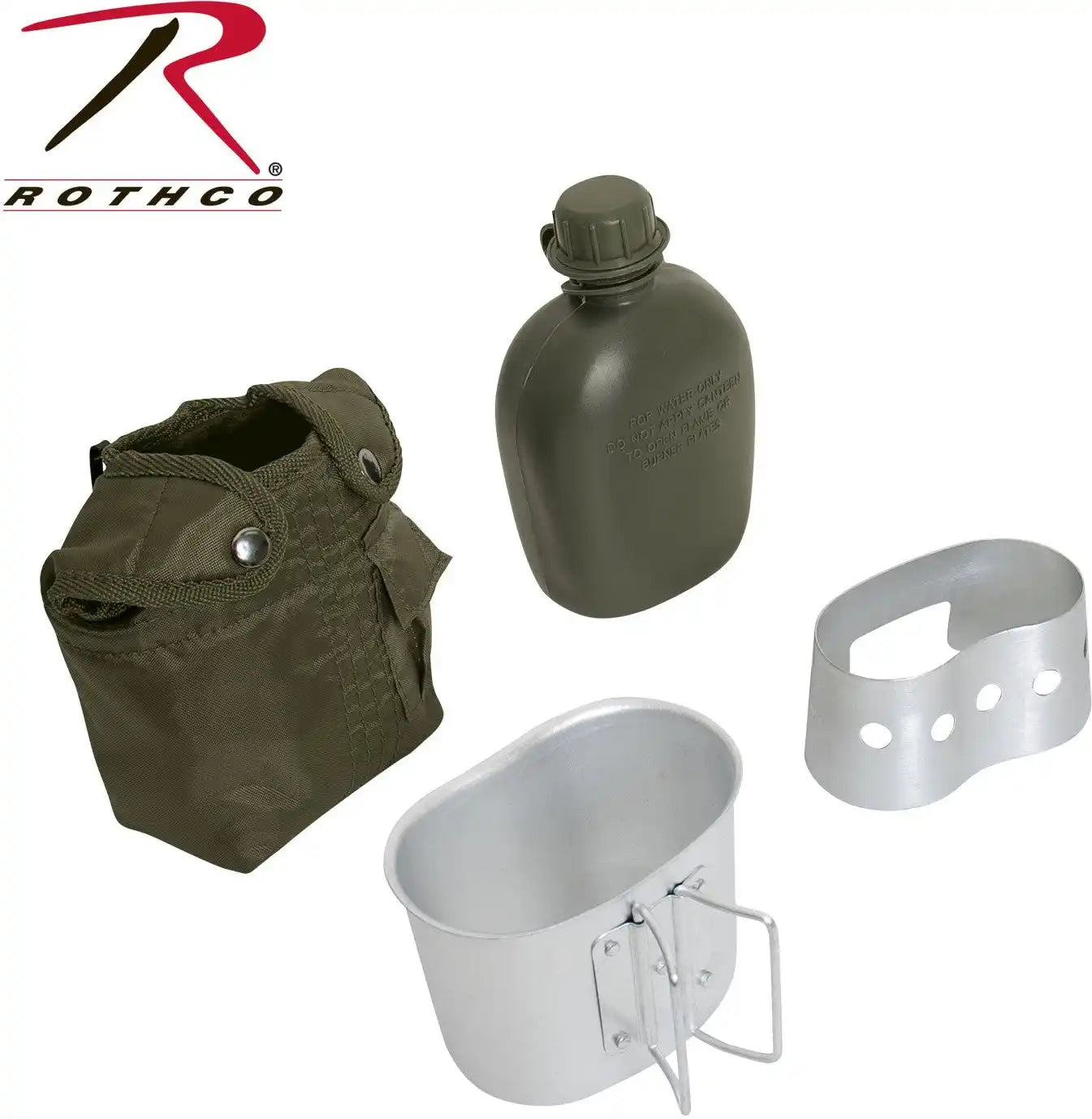 Rothco 4 Piece Canteen Kit with Cover Aluminum Cup & Stove / Stand