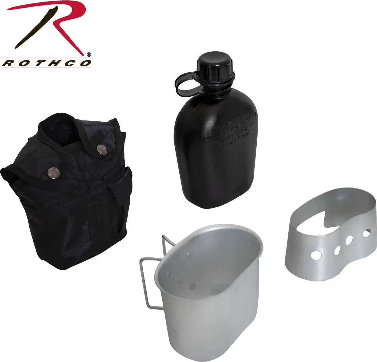 Rothco 4 Piece Canteen Kit with Cover Aluminum Cup &amp; Stove / Stand