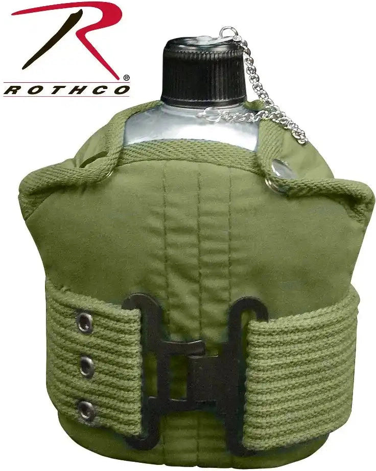 Rothco Aluminum Canteen and Pistol Belt Kit Olive Drab