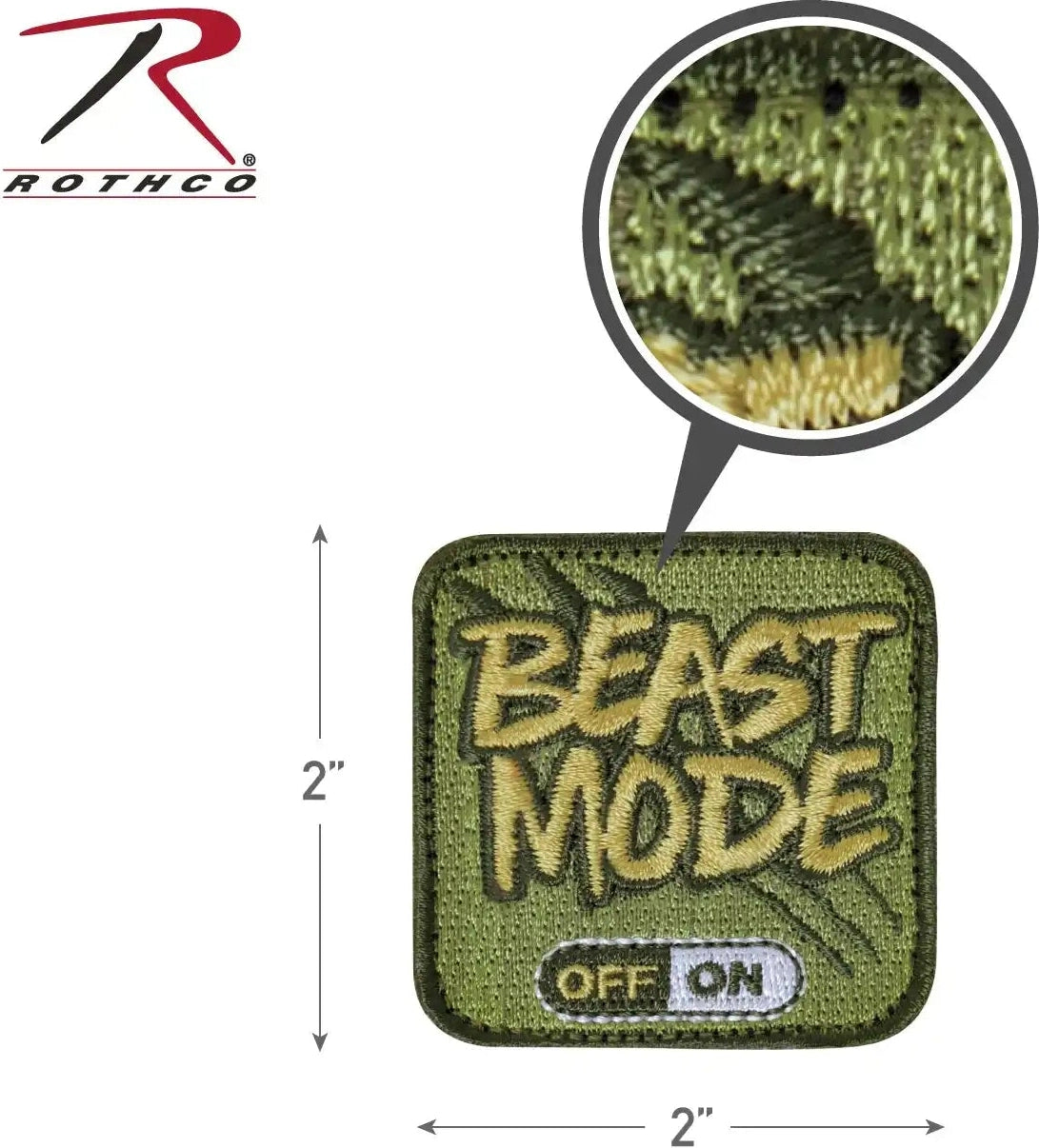 Rothco Beast Mode Patch with Hook Back Green / one Size