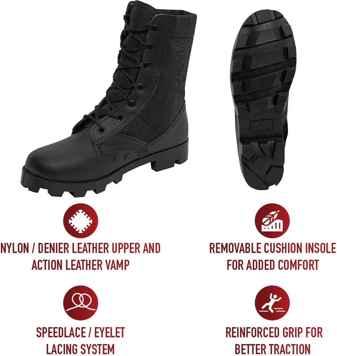 Rothco Black Speedlace Jungle Boots 9 Inch / 13 / Regular