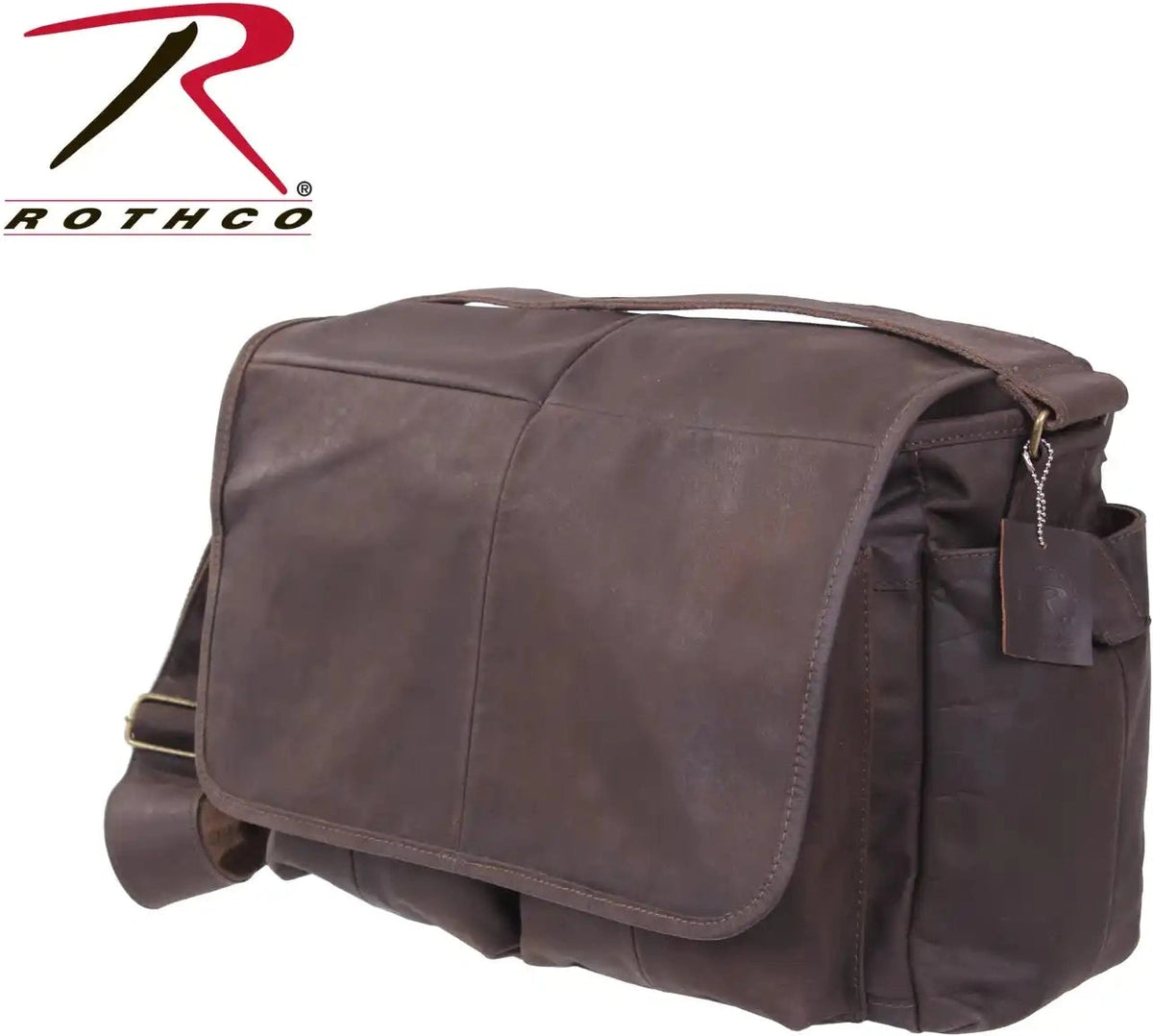 Rothco Brown Leather Classic Messenger Bag