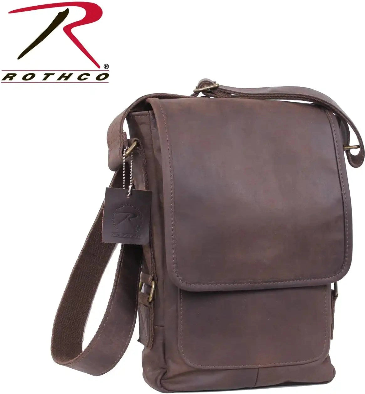 Rothco Brown Leather Military Tech Bag