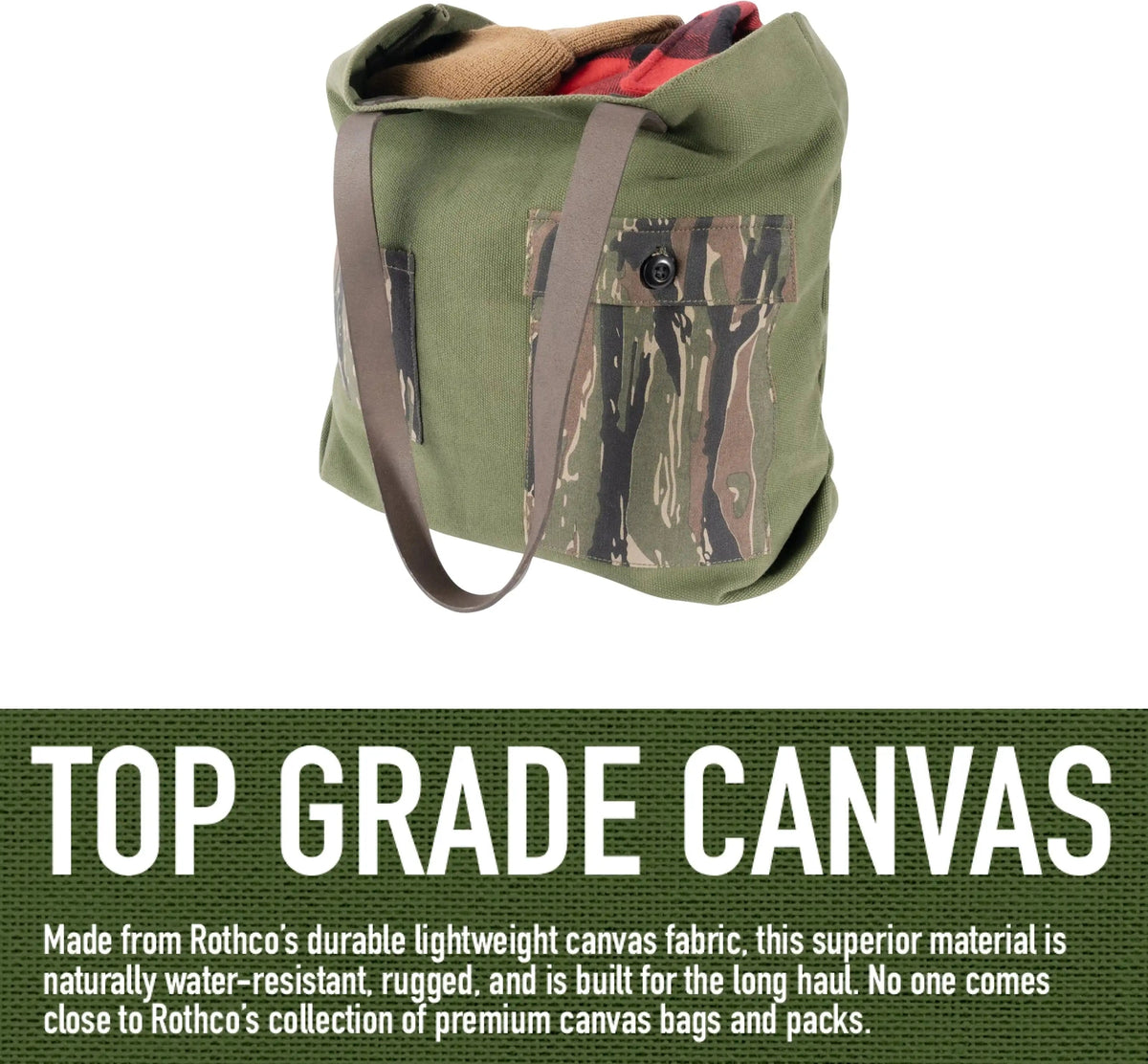 Rothco Camo Canvas Tote Bag Green / Tiger Stripe