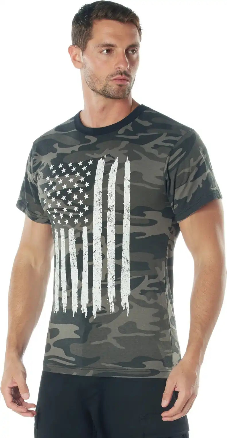 Rothco Camo us Flag T-shirt - Black / s
