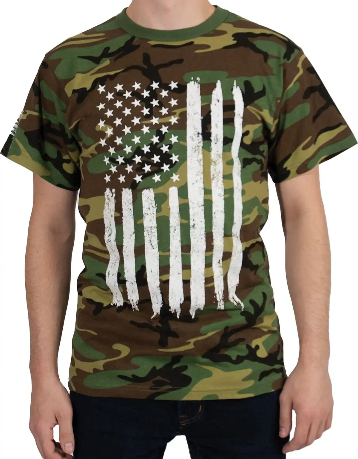 Rothco Camo us Flag T-shirt - Woodland / s