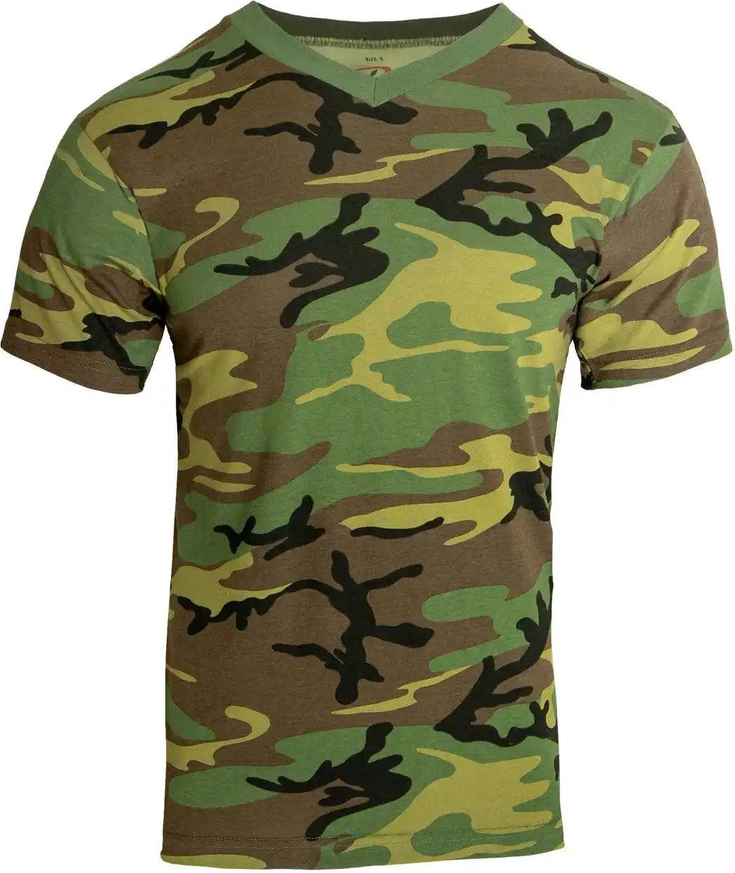 Rothco Camo v Neck t Shirt Woodland / s