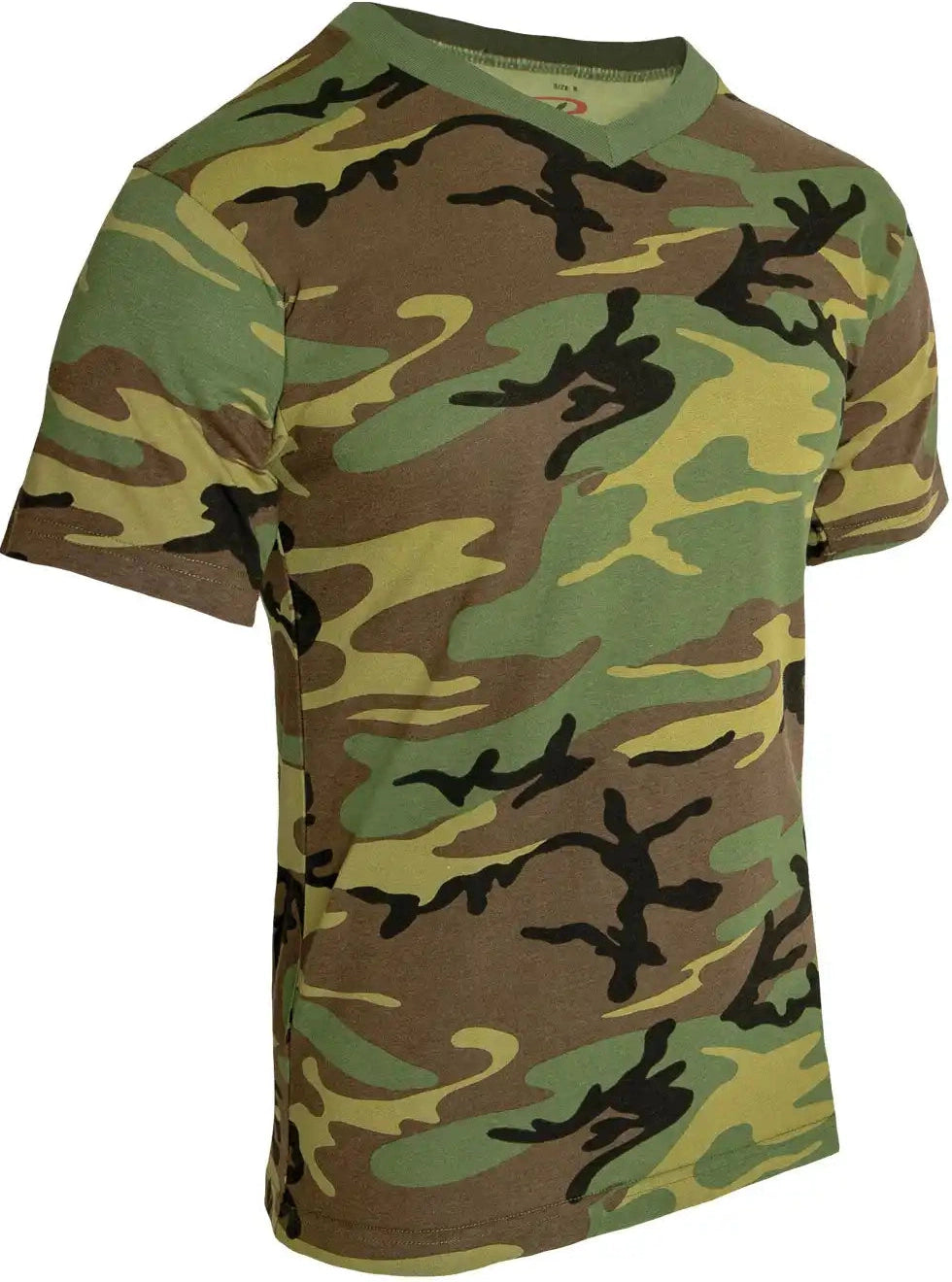 Rothco Camo v Neck t Shirt Woodland / s