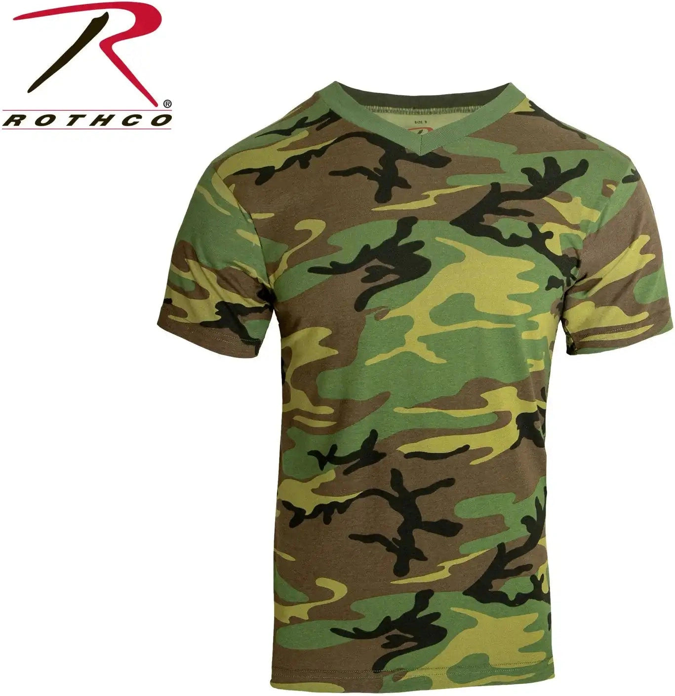Rothco Camo v Neck t Shirt Woodland / s