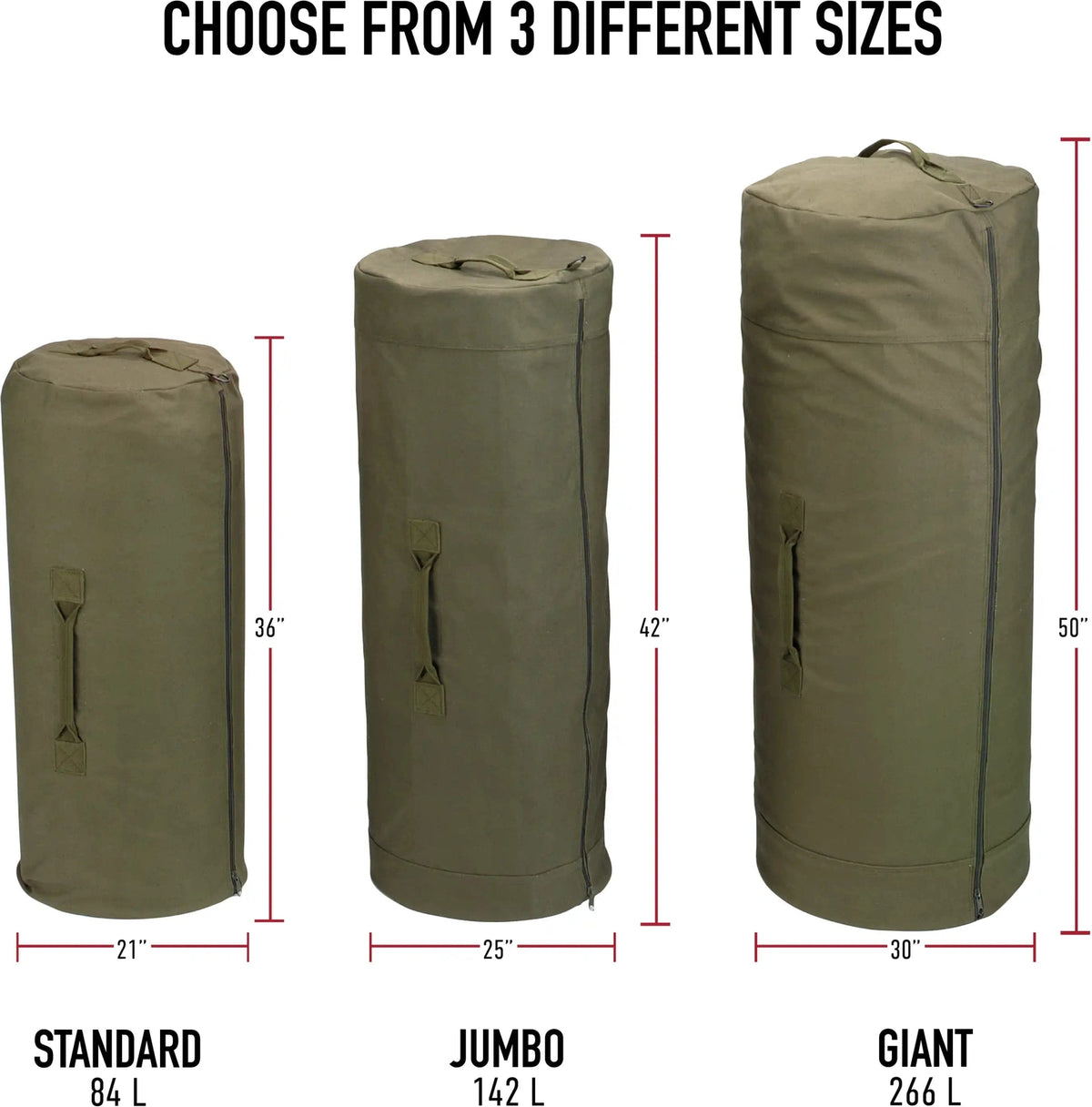 Rothco Canvas Duffle Bag with Side Zipper