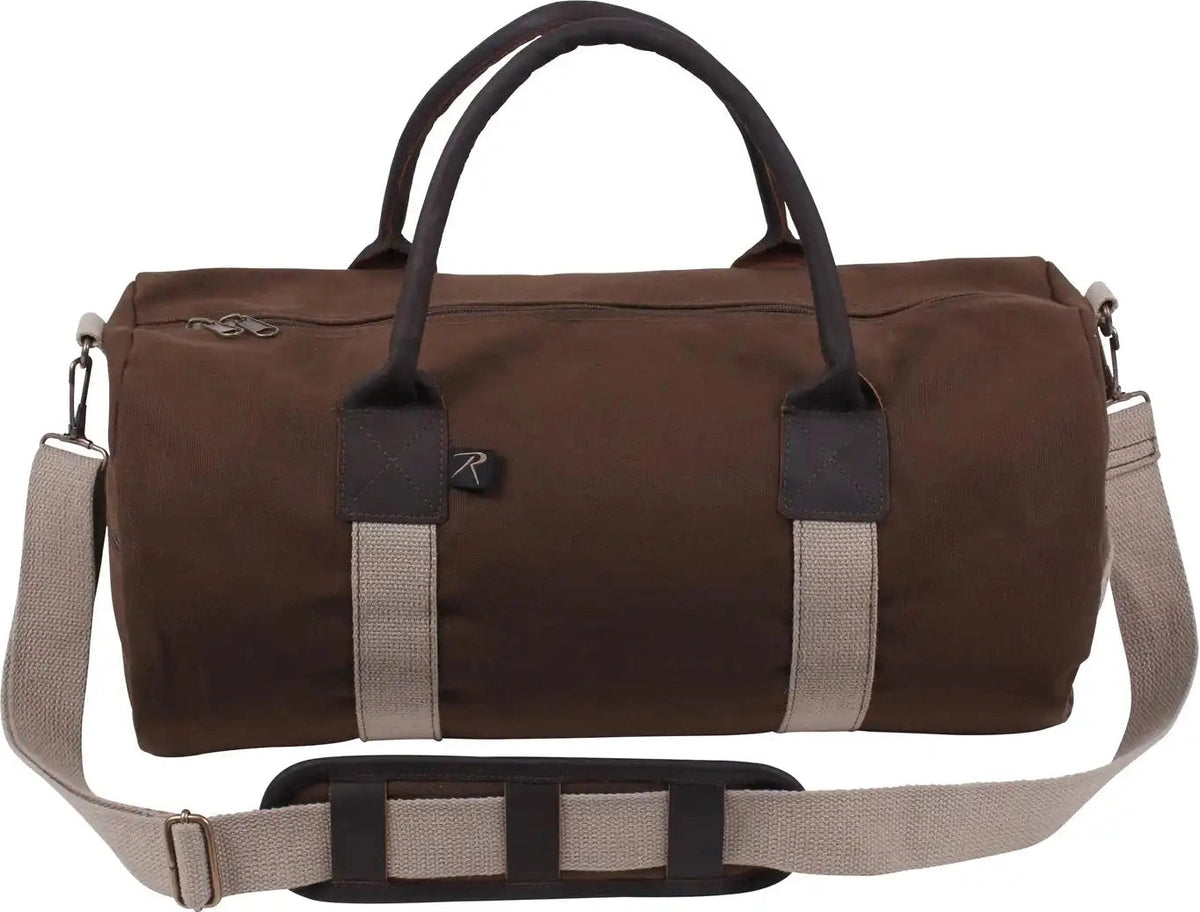 Rothco Canvas &amp; Leather Gym Duffle Bag Black