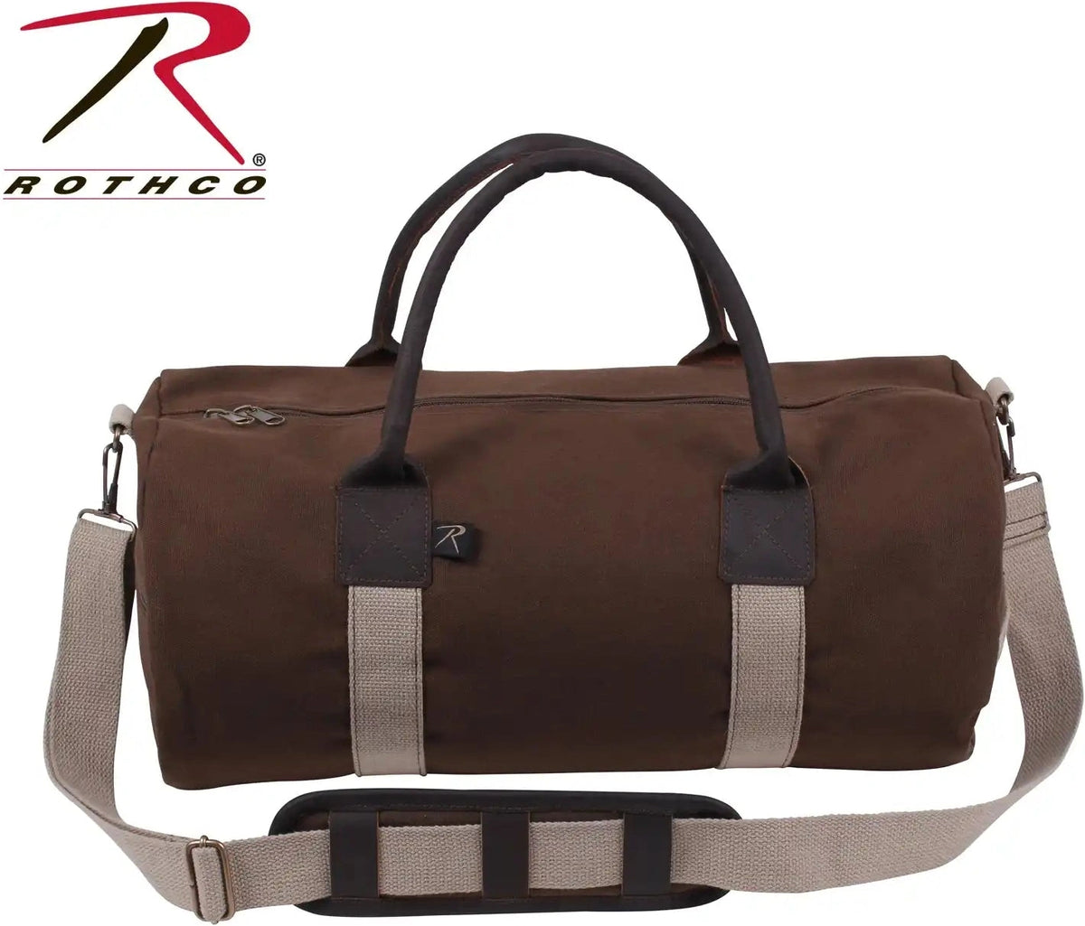 Rothco Canvas &amp; Leather Gym Duffle Bag Black