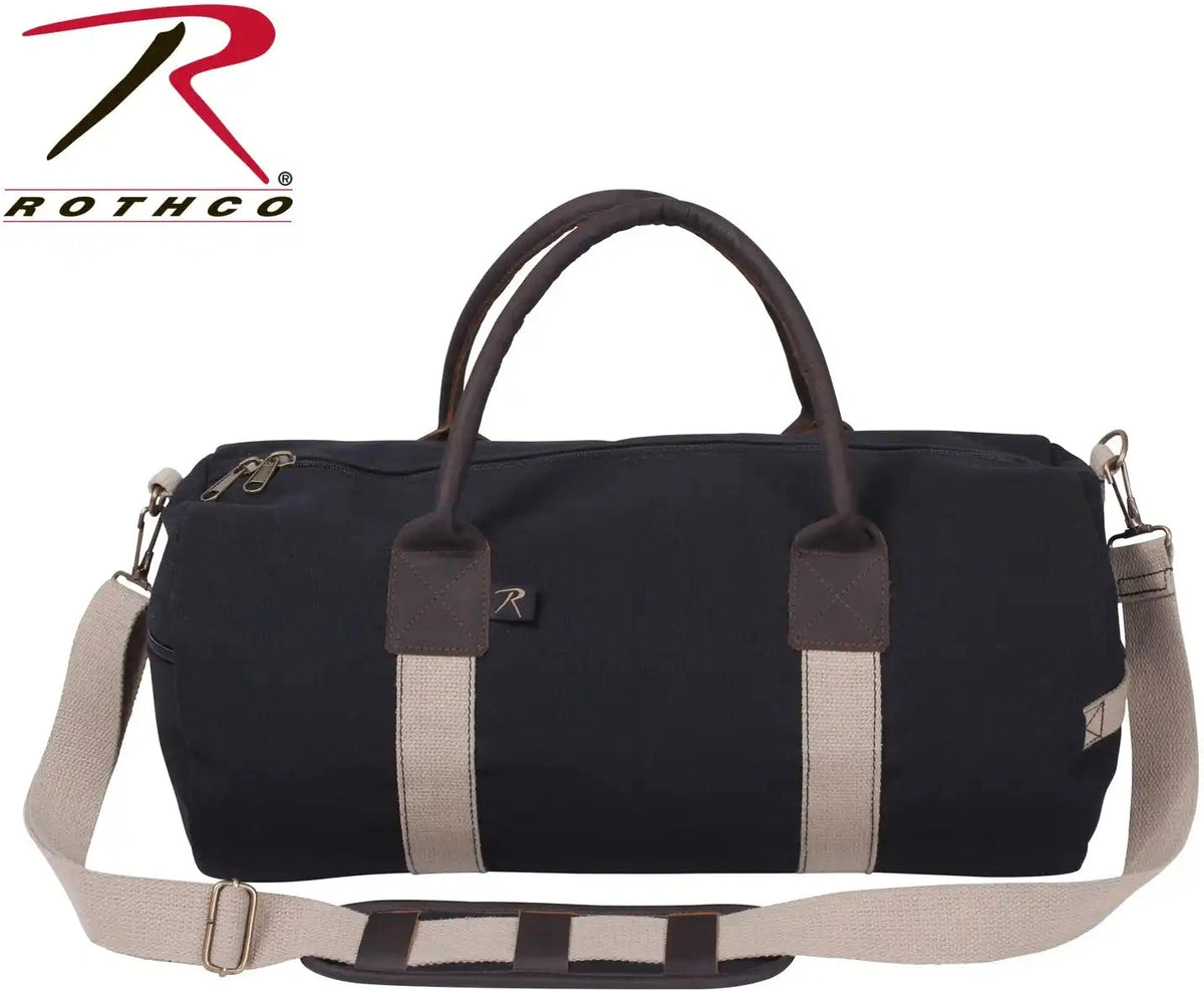 Rothco Canvas &amp; Leather Gym Duffle Bag Black
