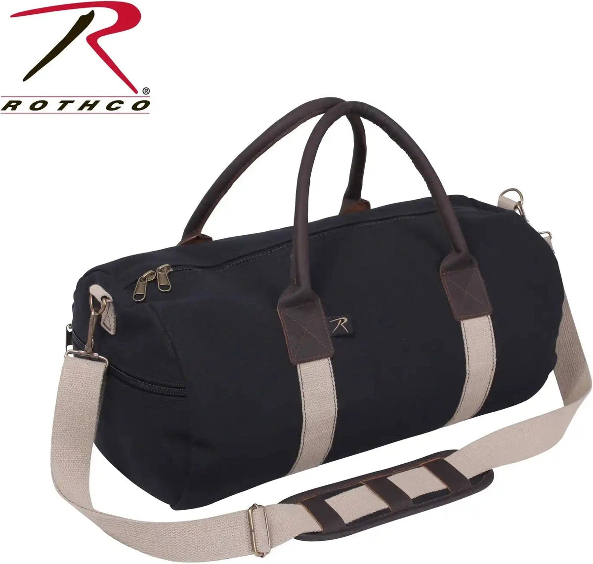 Rothco Canvas &amp; Leather Gym Duffle Bag Black