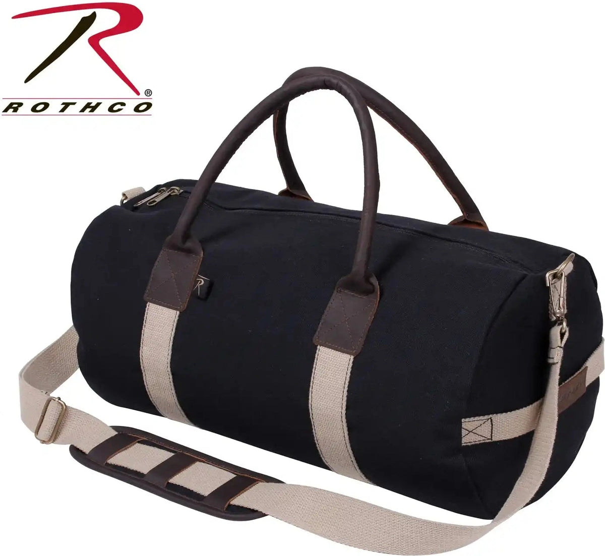 Rothco Canvas &amp; Leather Gym Duffle Bag Black