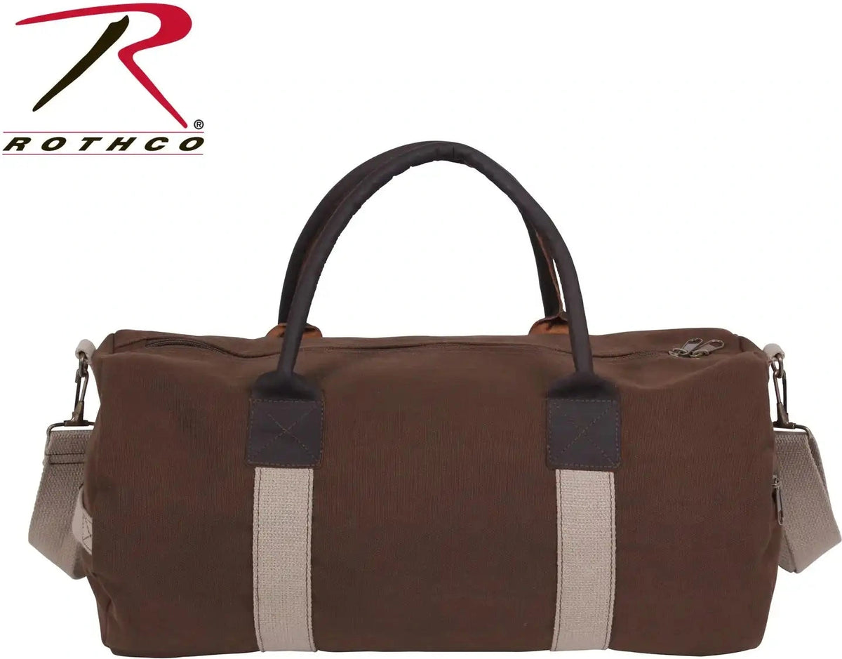 Rothco Canvas &amp; Leather Gym Duffle Bag Black