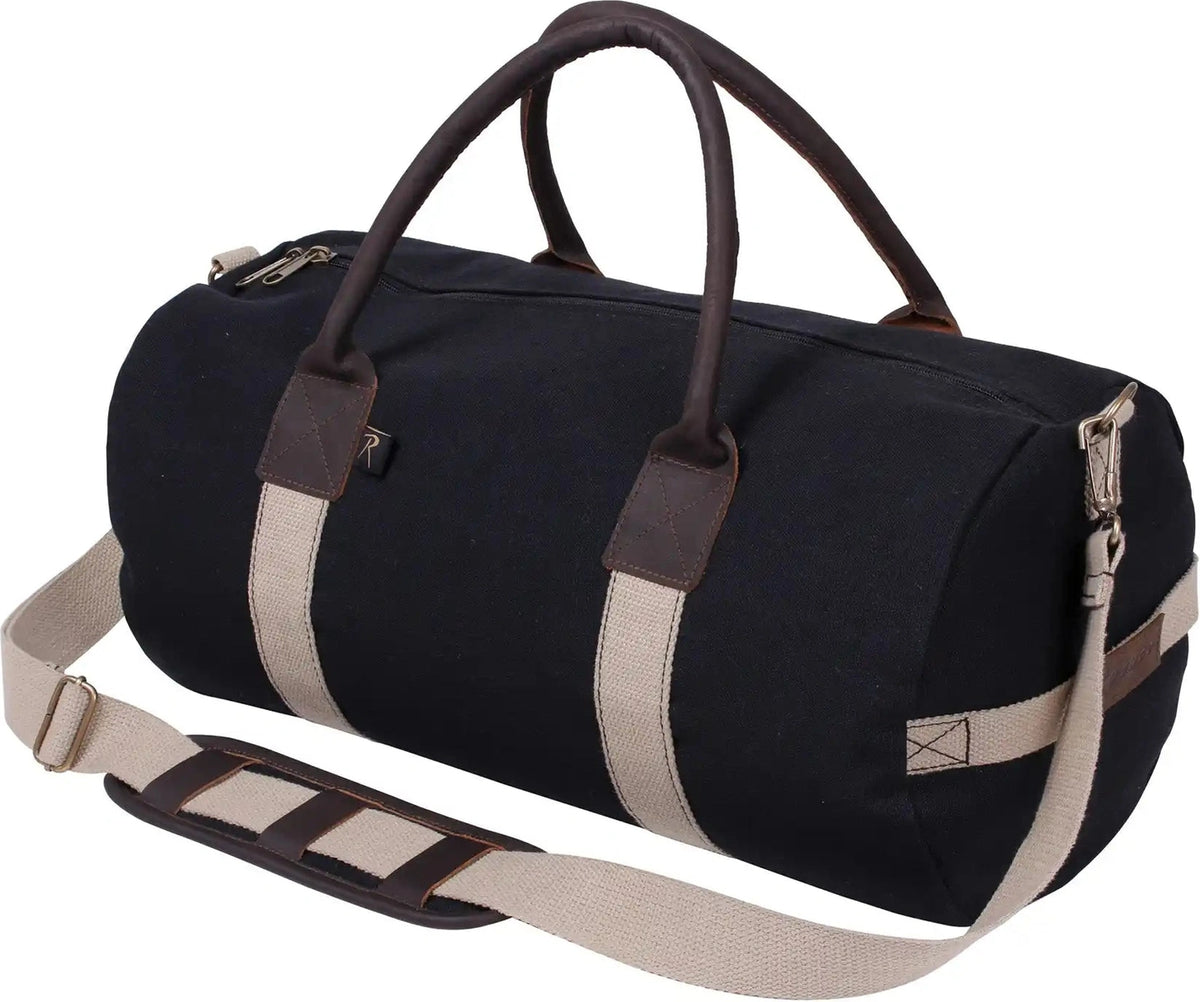 Rothco Canvas &amp; Leather Gym Duffle Bag Black
