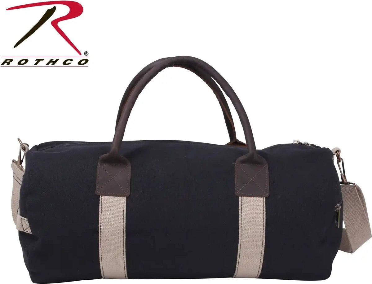 Rothco Canvas &amp; Leather Gym Duffle Bag Black