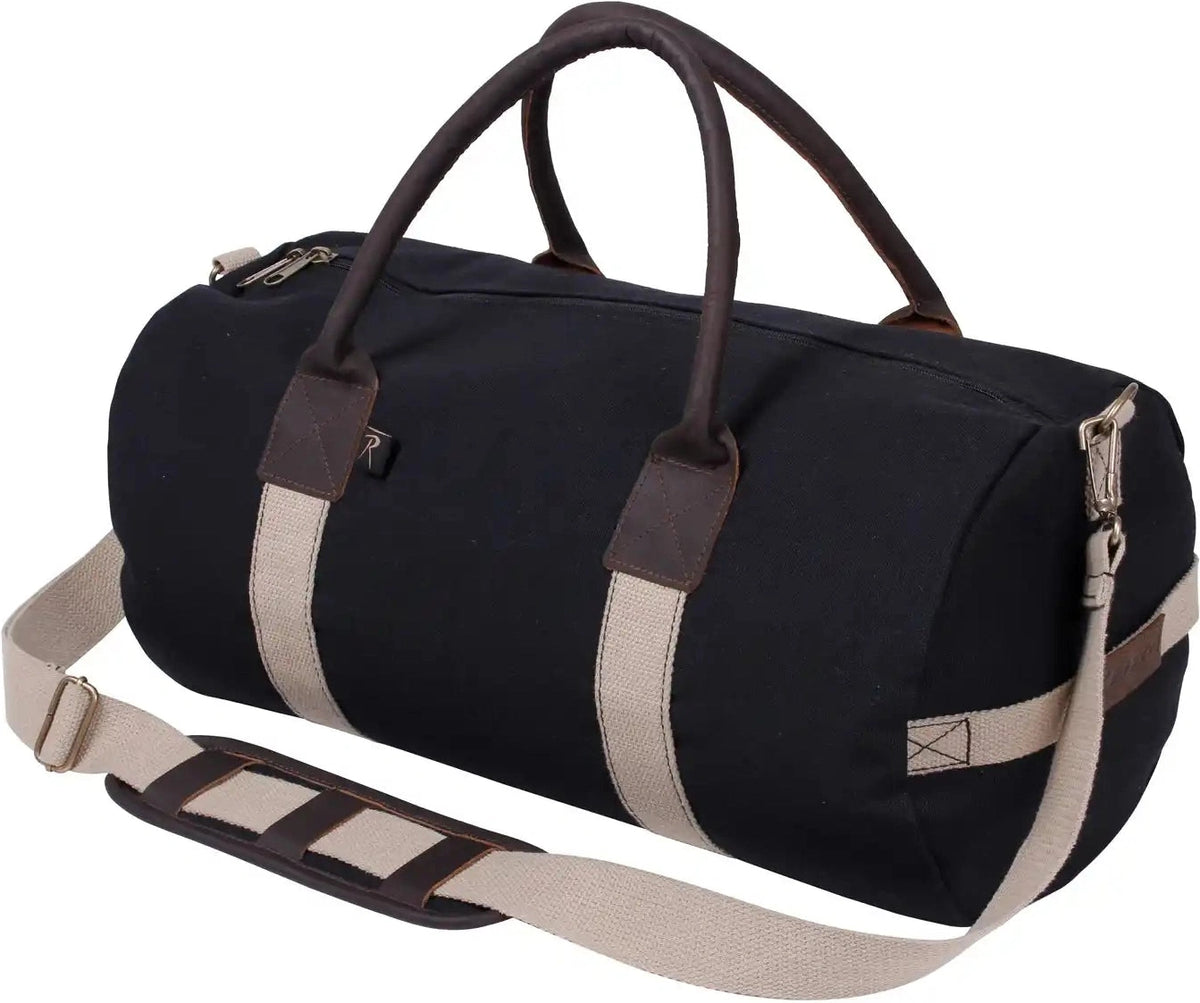 Rothco Canvas &amp; Leather Gym Duffle Bag Black