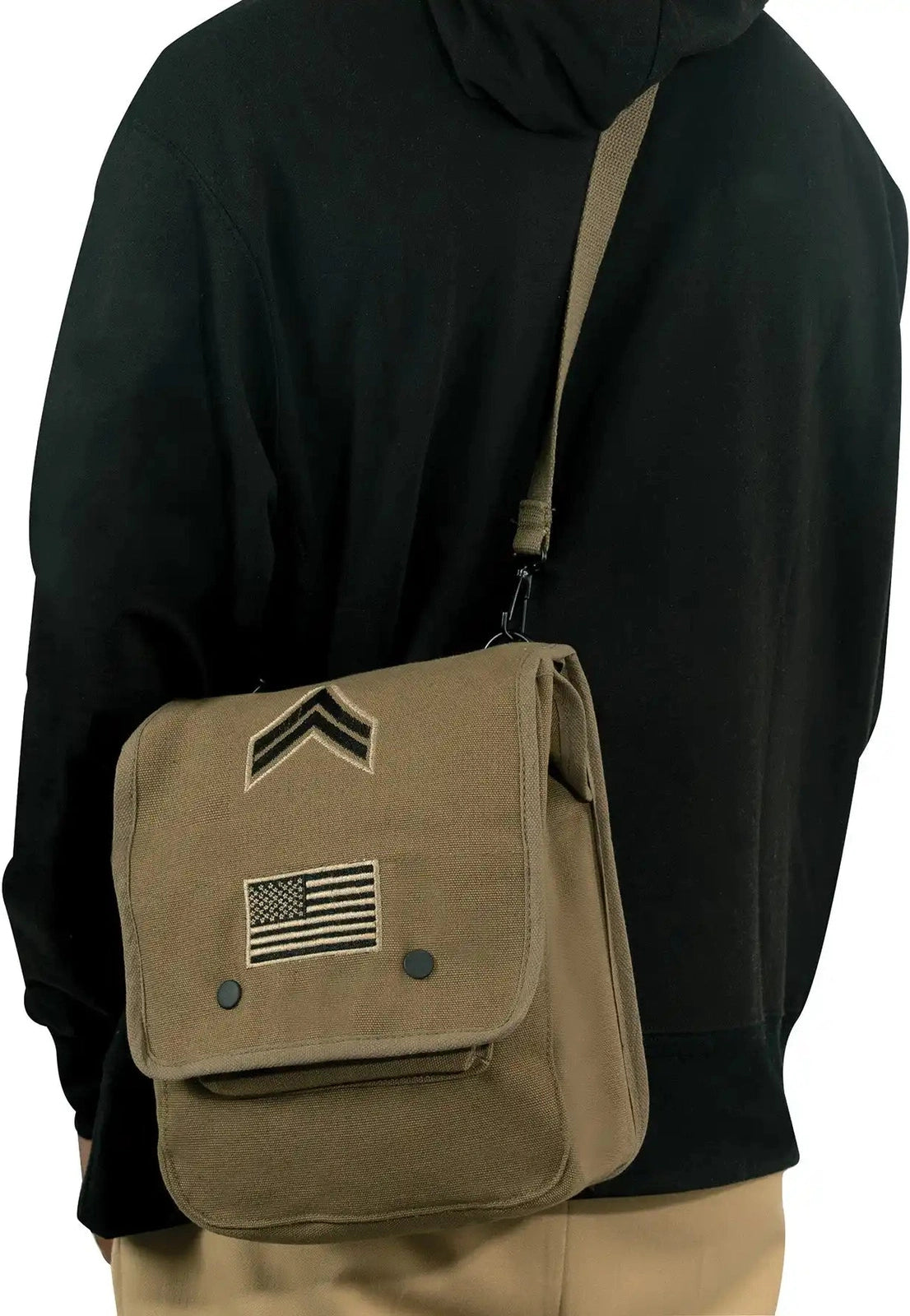 Rothco Canvas Map Case Shoulder Bag with Military Patches