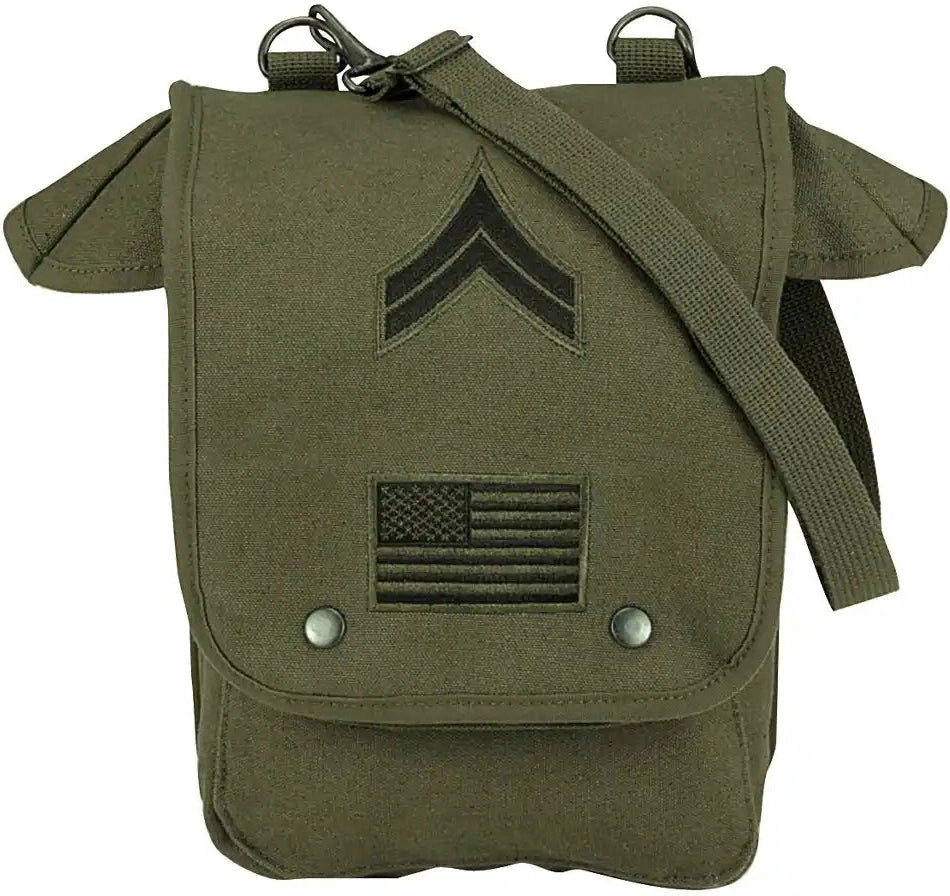 Rothco Canvas Map Case Shoulder Bag with Military Patches
