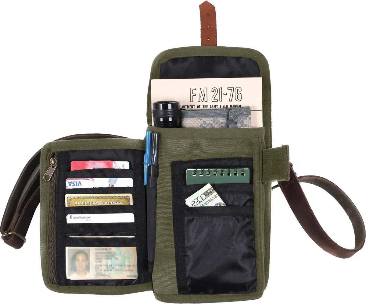 Rothco Canvas Travel Portfolio Bag with Leather Accents Olive Drab / one Size