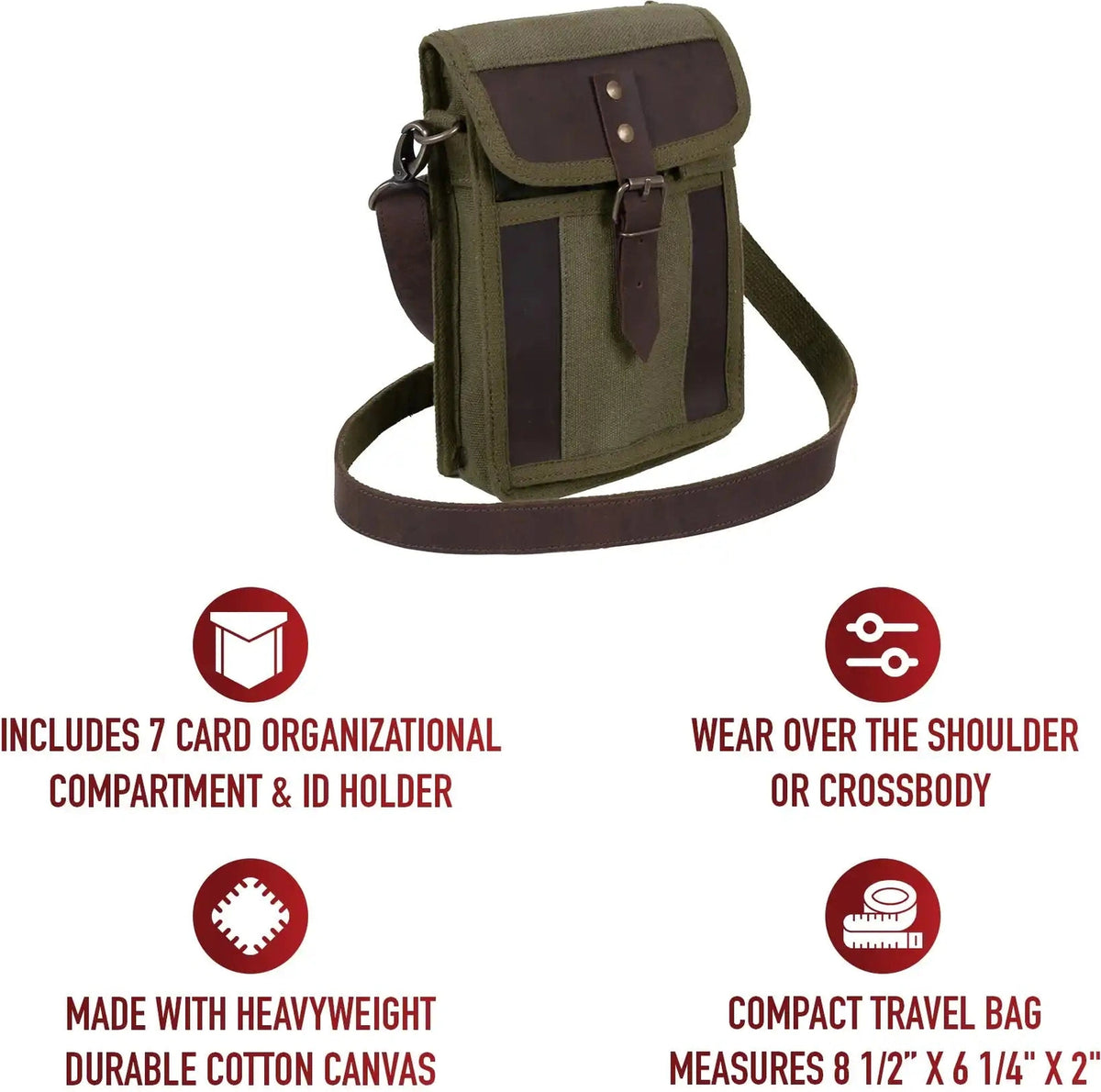 Rothco Canvas Travel Portfolio Bag with Leather Accents Olive Drab / one Size