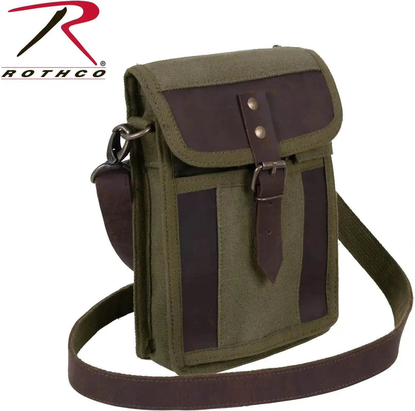 Rothco Canvas Travel Portfolio Bag with Leather Accents Olive Drab / one Size