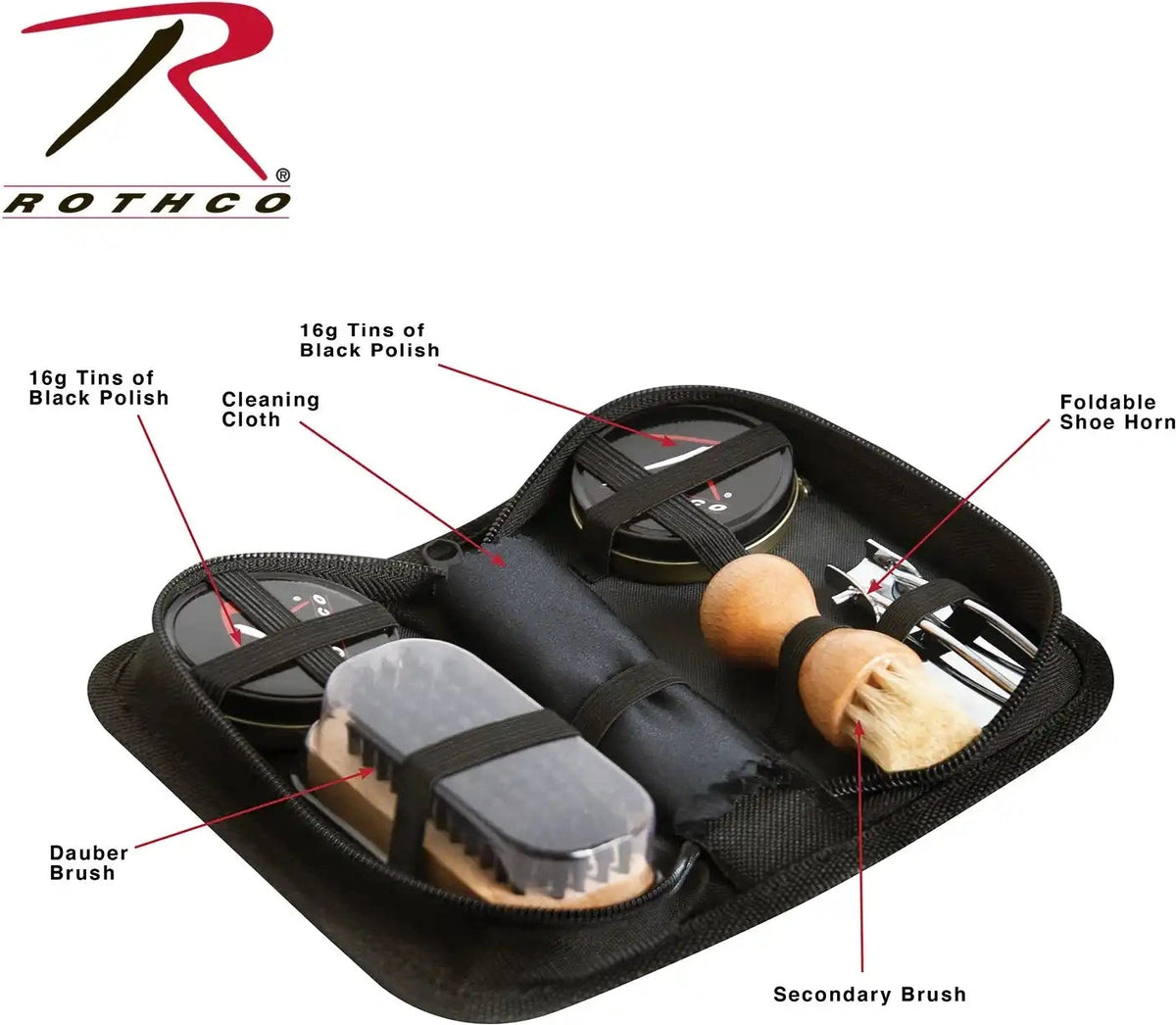 Rothco Compact Shoe Care Kit Black / one Size