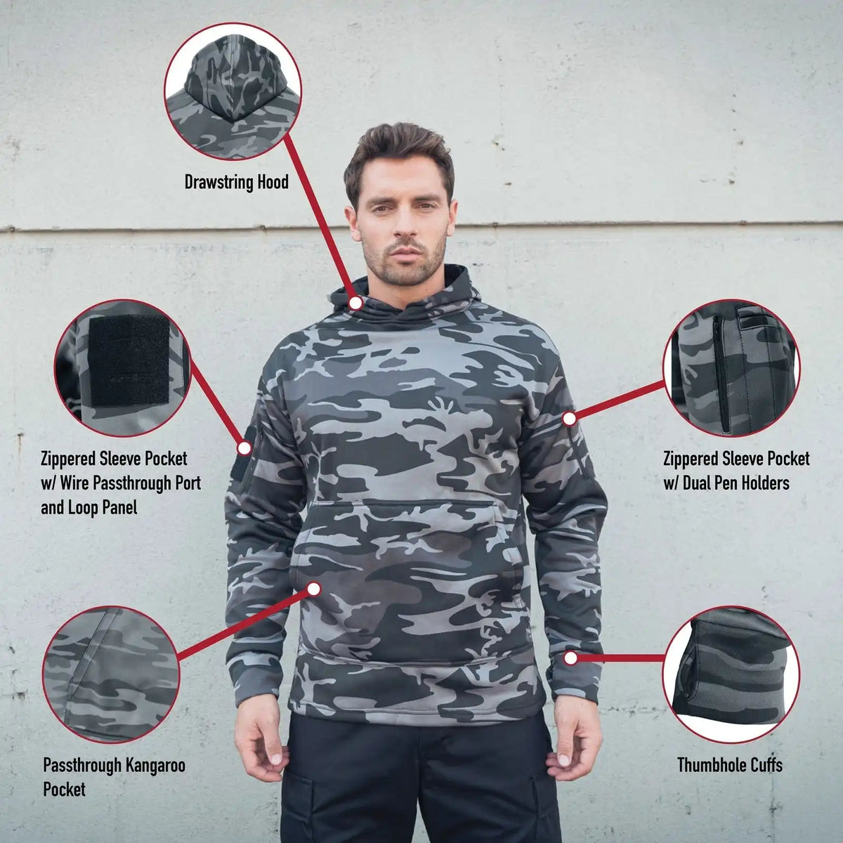 Rothco Concealed Carry Midnight Camo Hoodie